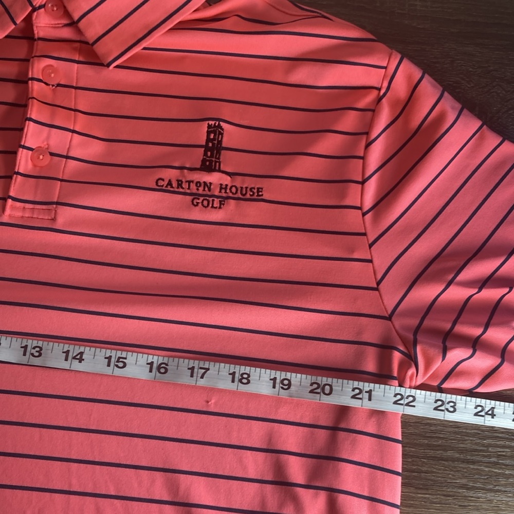 Mens Under Armour Medium Bright Pink & Blue Golf Polo w/ Carton House Golf Logo - Picture 5 of 8